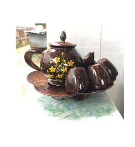 Tetera de Madera de Coco Natural Hecha a Mano en Vietnam - Juego de Tetera de Cáscara de Coco (Ms.Sandy 84587176063) - Product Image 1