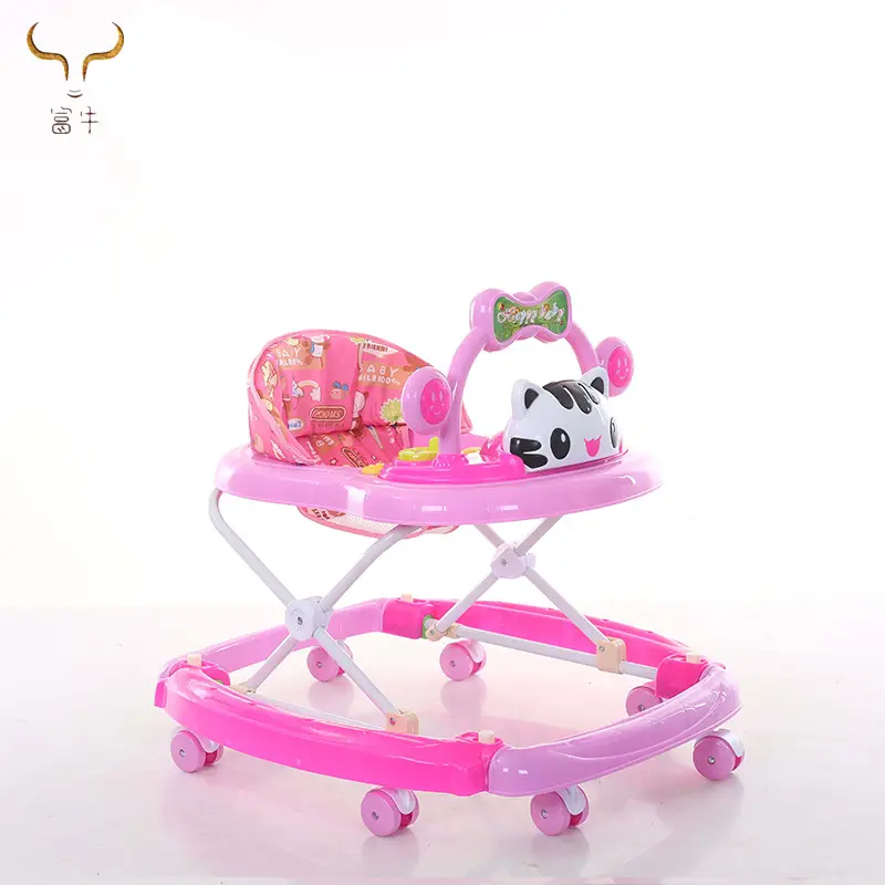 זול מחיר 8 פלסטיק גלגלים פשוט מוסיקה מתכוונן מושב גובה תינוק הליכון/תכליתי מקופל תינוק הליכון