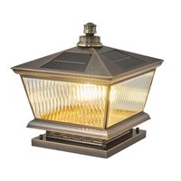 Lampadaire solaire LED en cuivre, nouveau style chinois, pour portail de villa, à brancher, pour deux utilisateurs, extérieur, cour, clôture, étanche