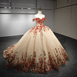 Robes de soirée de luxe magnifiques couleur champagne, avec fermeture éclair rouge, appliqués, dos nu, fleurs brodées, robe de bal faite à la main 6662 - Product Image 6