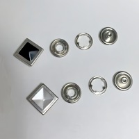 Kancing Logam Tersembunyi Berbentuk Persegi Berkilau 9MM 10MM 12MM 14MM Warna Emas Perak Lima Cakar 4 Bagian Berhias Berlian untuk Pakaian