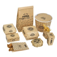 Boîte d'emballage alimentaire en papier kraft non pliable en forme de bateau pour hamburgers, frites et poulet frit