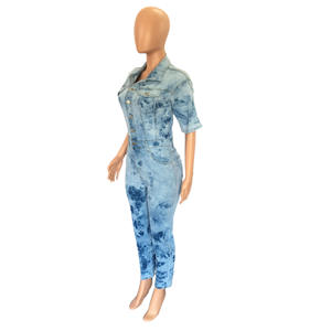 Combinaison en jean pour femme, col en V, moulante, décontractée, pour sortir, vente en gros directe d'usine 2025, avec boutons - Product Image 6