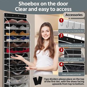 Practical White Modern Reusable Foldable Breathable Oxford Cloth Door <b>Shoe</b> Organizer Durable Hanging Closet <b>Storage</b> Bags Walls - Product Image 3
