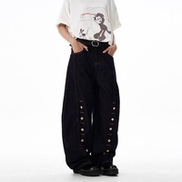Jeans ajustés pour hommes avec sangle arrière réglable, style western, coupe slim, vintage, pantalon en denim, vente en gros