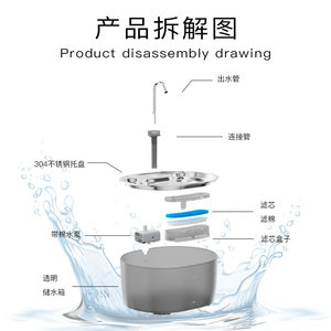 Pet Water Fountain Stainless Steel Automatic Sensor Operated For Dogs And <b>Cats</b> Detachable Charge Powered WF450 Rounded Shape - Product Image 2