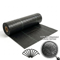 Toile de paillage tissée en PP noire pour l'agriculture, le jardinage et l'aménagement paysager – Couverture de sol, barrière anti-mauvaises herbes, tissu durable en rouleau pour extérieur