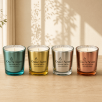 Bougie en cire de soja naturelle OEM ODM, dans un verre givré électro-plaqué, personnalisation de la marque pour cadeau et décoration intérieure