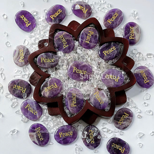 Set <span class=keywords><strong>de</strong></span> Regalo <span class=keywords><strong>de</strong></span> Piedras <span class=keywords><strong>de</strong></span> Palma Natural con Bandeja <span class=keywords><strong>de</strong></span> Loto - 7 Piedras <span class=keywords><strong>de</strong></span> Meditación <span class=keywords><strong>de</strong></span> Chakra para Abundancia, Alivio del Estrés y Decoración <span class=keywords><strong>de</strong></span> Escritorio, Completo - Product Image 4