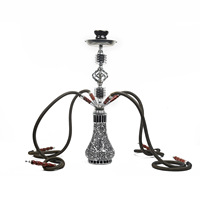 Vente directe usine – Kit chicha arabe en verre avec deux/quatre tuyaux, consommables complets, design moderne et minimaliste, taille moyenne, prêt à l'emploi
