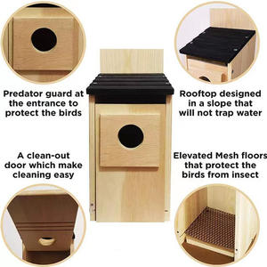 Vente en gros de nichoir en bois d'extérieur avec logo personnalisé best-seller nichoir d'oiseau en bois massif nichoir en bois - Product Image 6