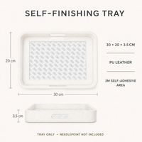 Plateau en cuir blanc auto-adhésif pour point de croix avec adhésif 3M et poignées intégrées pour décoration intérieure de luxe DIY et cadeau personnalisé