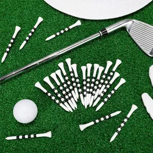 Pürüzsüz yüzey doğal bambu/ahşap golf toplu renkli tee 4 gezileri ile özelleştirilmiş fabrika fiyat