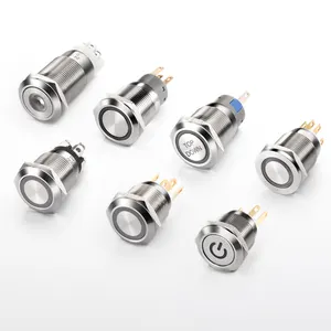 Interruttore a pulsante impermeabile 12MM 16MM 19MM 22MM 12V IP65 momentaneo tipo di blocco normalmente chiuso pulsante 5A/ 250VAC CN;ZHE