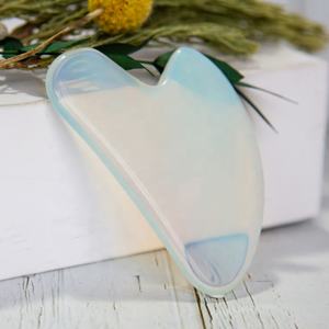 Gesichtshaut-Werkzeuge <span class=keywords><strong>100</strong></span> % echtes natürliches Herzbild weißes Opal Gua Sha Brett abziehbar Opalit Gua Sha Massagegerät für Gesicht Hals Körper - Product Image 2