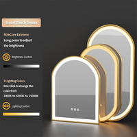 Miroir de Salle de Bain Ovale à Cadre Doré avec Livraison Rapide, Éclairage LED, Anti-Buée, Intelligent, Idéal pour Dropshipping
