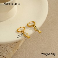 Boucles d'oreilles pendantes tendance et mignonnes en acier inoxydable, plaquées or, avec motifs cœur, poisson, soleil, lune et zircon, vente en gros, bijoux cadeaux pour filles