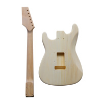 TC DIY Unfinished Basswood Maple 6-String Electric Guitar Kit S-S-S Pickups Laurel Fingerboard Model for Beginners Music
