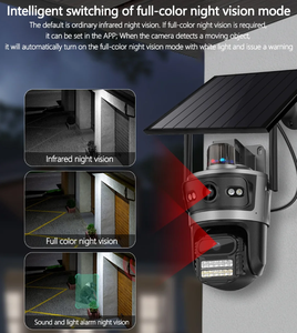 Caméra CCTV AOV 4K 8MP à double objectif, zoom 6X, enregistrement 24h/24 et 7j/7, vision nocturne CMOS pour la sécurité extérieure, surveillance 4G Wifi solaire - Product Image 3