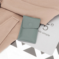 Porte-cartes de luxe en cuir véritable pour femme, fin et élégant, avec système de tirage rapide pour cartes d'identité et de crédit, mini étui de voyage