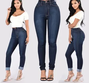 Hot Selling Plus Maxi Size High-elastic Classic Mid Rise skinny jeans Slim Denim Distressed Jeans