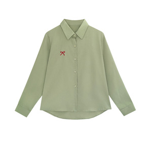 Blusa <span class=keywords><strong>de</strong></span> Otoño Estilo Coreano para Mujer, Color Sólido, Bordada, Corte Holgado, Poliéster, Varias Opciones <span class=keywords><strong>de</strong></span> Color, Venta al Por Mayor - Product Image 4