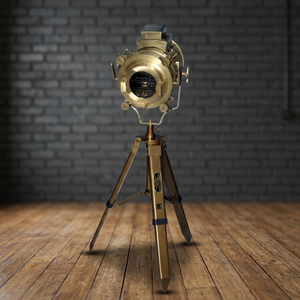 <b>Antique</b> <b>Brass</b> Spotlight Lamp with Tripod Stand Gold-Plated Polished Finish Home Decoration - Product Image 3