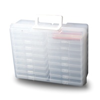 Boîte de rangement pour cartes photo en plastique avec 16 mini-étuis, boîte de rangement pour photos 4x6, conteneur en plastique transparent