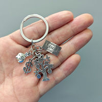 Porte-clés porte-bonheur avec sac d'argent signe dollar et porte-clés arbre d'argent
