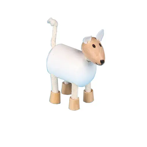 Wooden farm animal white antelope toy doll Animal antelope puppet toy decoration