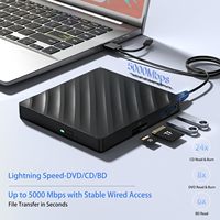 Unidad de Blu-ray Externa 5 en 1: Reproductor de BD-ROM, Grabador de CD/DVD, USB 3.0 y Tipo-C, Portátil para PC/Laptop