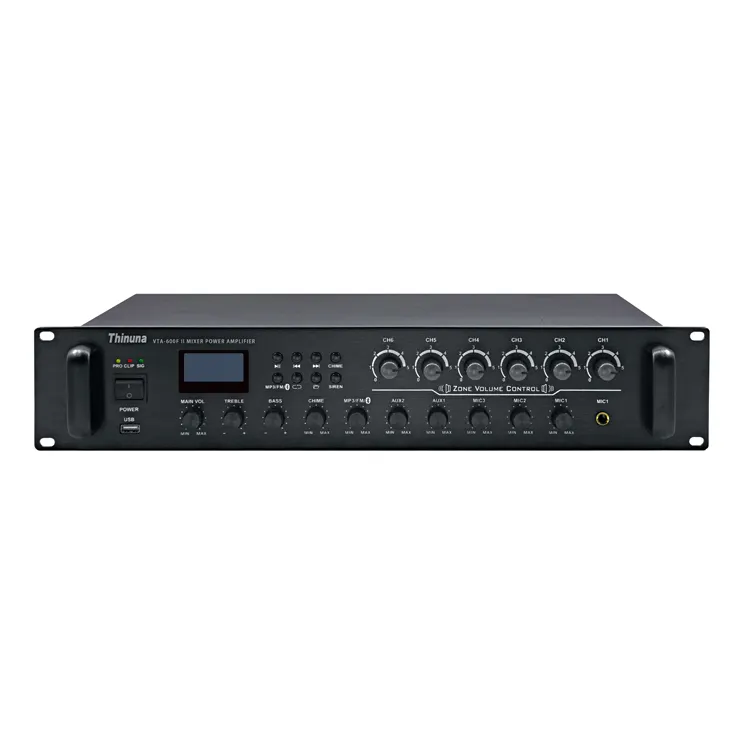 Thinuna VTA-600F Ii 6 Zones Geïntegreerde Eindversterker Volumeregeling Usb Tuner Bt Audio Omroepsysteem Mixer Versterker