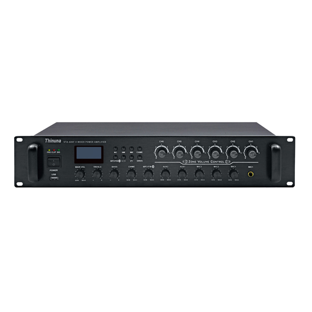 Thinuna VTA-600F II 6 Zones Integrated Power Amplifier Volume Control USB Tuner BT Audio Public Address System Mixer Amplifier