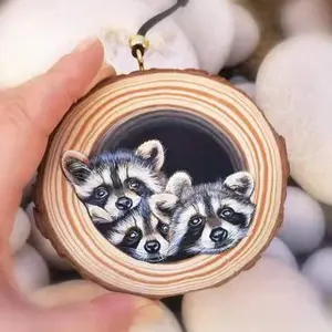 Pendentif en bois pour trous d'arbre, décoration de vacances, cadeaux de noël, pour décorer, en forme de bûche