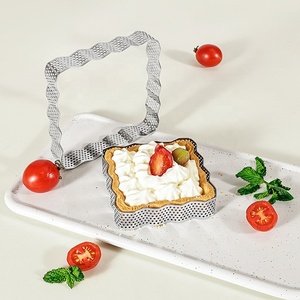 Moule à mousse carré ondulé en acier inoxydable 430, perforé, à rebords festonnés, pour tarte au fromage française et gâteau aux miettes - Product Image 4