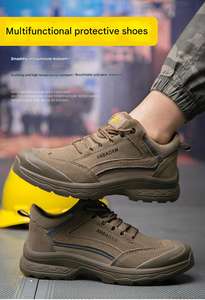 أحذية عمل رجالية جلدية مقاومة للانزلاق مع حماية للأصابع، أحذية عمل صناعية - Product Image 2