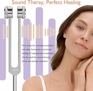 Ensemble de diapasons de qualité médicale 128Hz 136Hz 256Hz 384Hz pieds d'activateur de gemme pour la thérapie par le son de méditation de yoga comprend une boîte-cadeau - Product Image 5