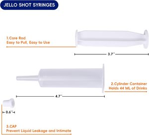 Jeringas de plástico Jelly Shot Recipiente mediano con tapa, perfecto para vasos de chupito de plástico Halloween Acción de Gracias Navidad - Product Image 6