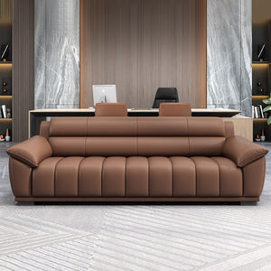 طقم كنب مكتبي جلدي فاخر باللون البني على الطراز الإيطالي وأثاث مكتبي وكنب مكتبي - Product Image 4