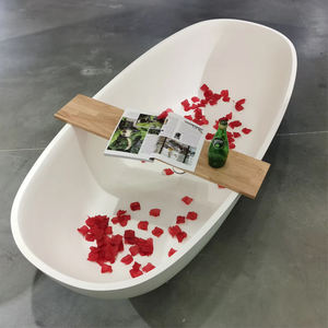 Baignoire autoportante traditionnelle écologique en acrylique, surface solide, hôtel de luxe, pierre artificielle, appartement, douche, baignoire, drain - Product Image 2