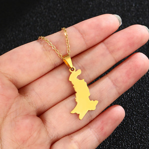 Collane a catena con mappa del Pakistan collana a catena con ciondolo con mappa della bandiera del Pakistan in acciaio inossidabile placcato <span class=keywords><strong>oro</strong></span> 18 carati - Product Image 5