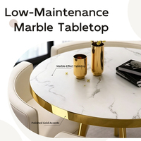 Juego de Mesa de Comedor Redonda de Mármol y Metal para 4 Personas con 4 Sillas, Muebles de Cocina Pequeños Modernos y Minimalistas Personalizados 2026