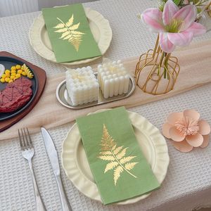 Gold Foil Leaf Print Paper Napkins 330mmx400mm Themed Party Disposable Napkins - Product Image 1