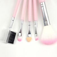 Ensemble de 5 pinceaux de maquillage professionnels roses, ensemble de pinceaux pour estomper les fards à paupières, l'eye-liner, les sourcils, les lèvres, kit de pinceaux de maquillage