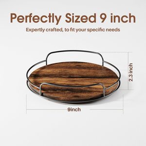 Bandeja de Almacenamiento de Madera Personalizada de Fábrica, OEM ODM, Organizador Giratorio de 9"x2.3" Tipo Soporte para Sala de Estar - Product Image 4