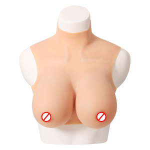 Male to Female Sexy Boobs Silicone Breast Form High Collar Fake <strong>Tits</strong> With Clavicle for Crossdresser Transvestite Sissy Cosplay - Product Image 2