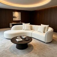 Canapé d'angle incurvé moderne, tissu personnalisable, éponge haute résilience, canapé de luxe pour salon, réception d'hôtel