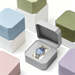 Boîtes à montres octogonales à couvercle rabattable, idéales pour le rangement et la présentation de montres, et l'emballage de montres haut de gamme. - Product Image 3