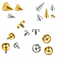 G23 Titan Vergoldetes Hochzeits-Körperpiercing-Zubehör Einfache Flache Basis M09 Gewindekugel Labret Körperschmuck
