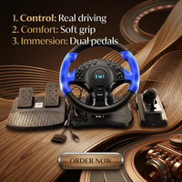 Volant de course à vibrations Cstar 5 en 1 avec angle de braquage de 180 degrés pour PS2 PS1 XBOX360 PC